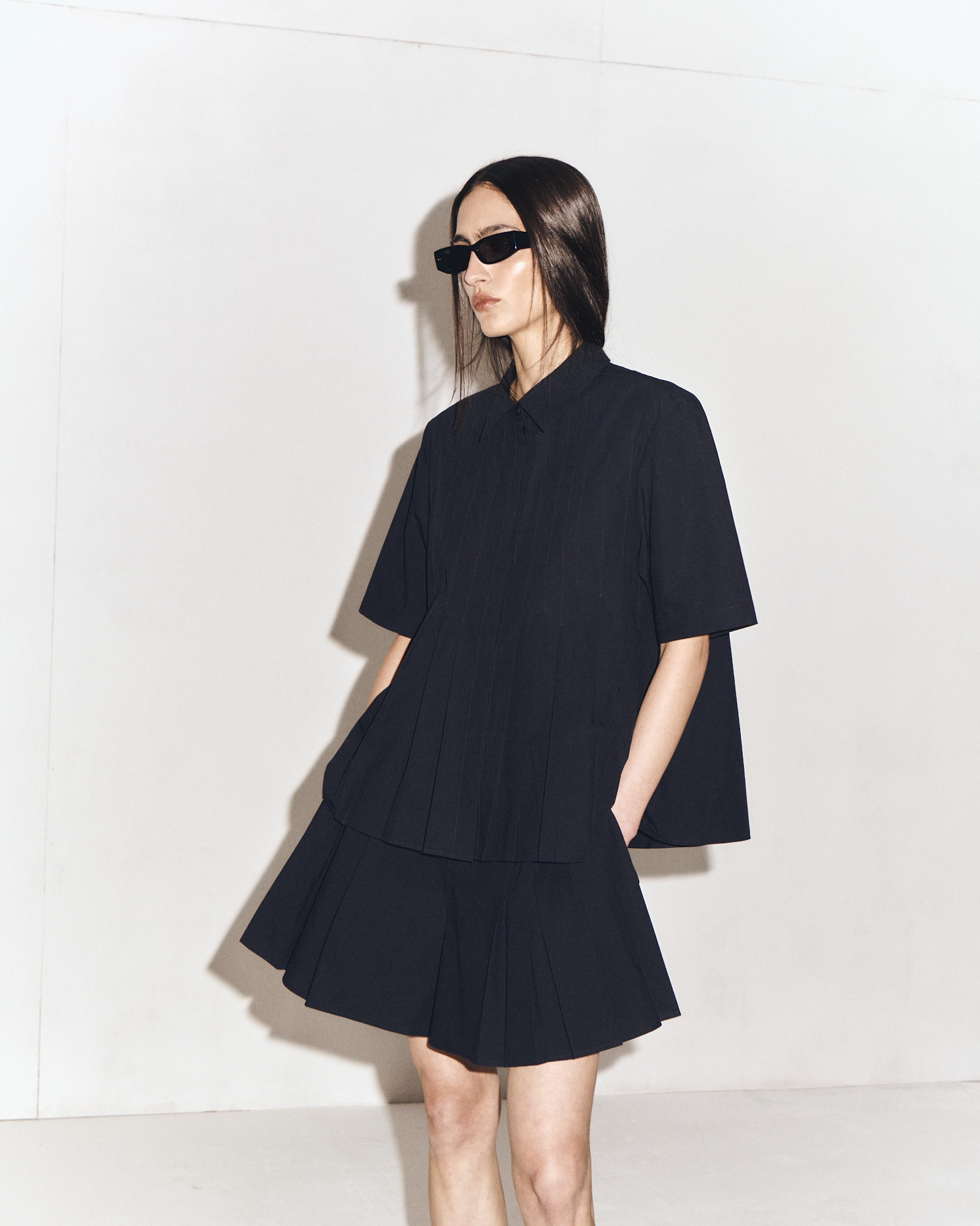 プリーツコットンショーツ